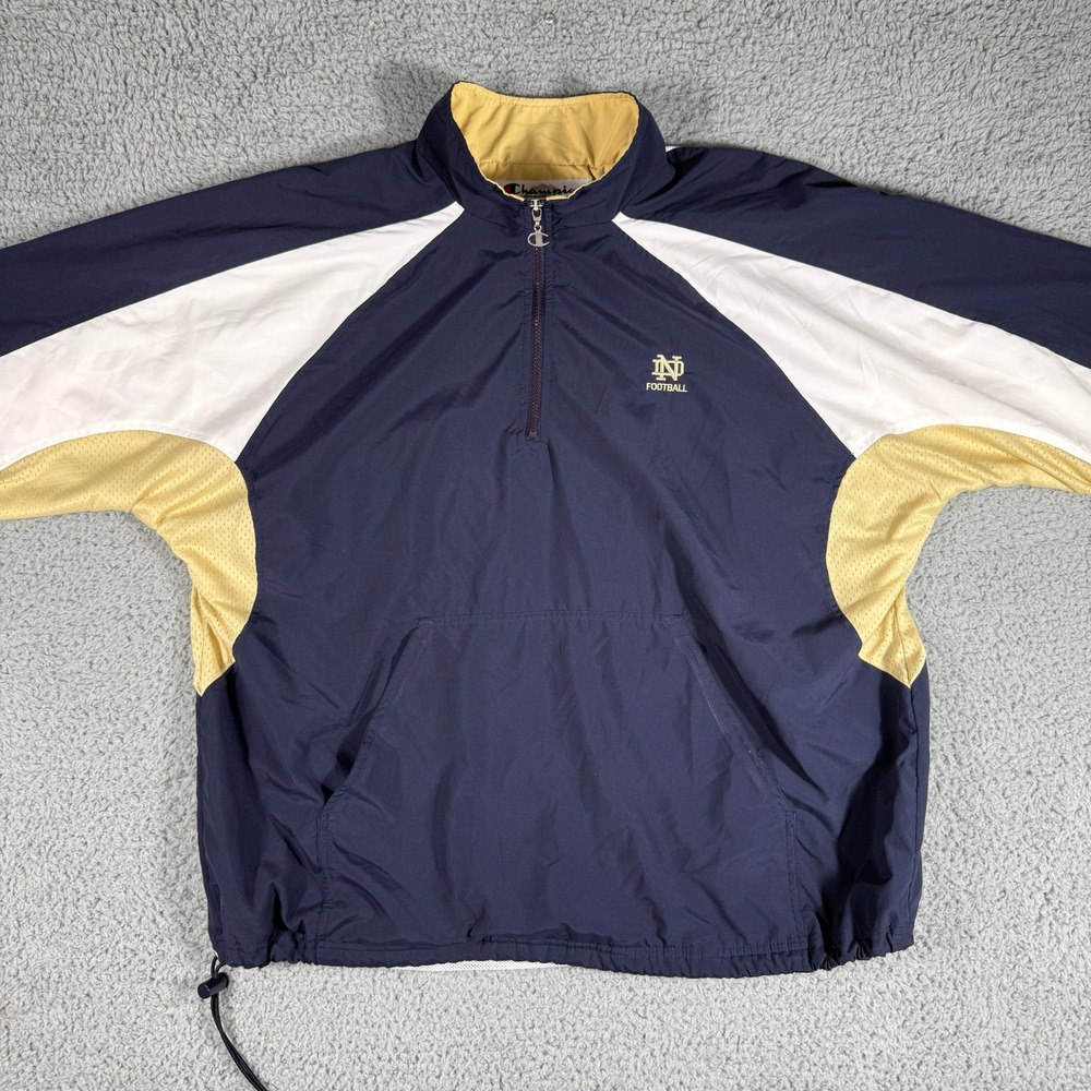 Vintage Champion Notre Dame 1/4 Zip Windbreaker Size XL Fighting Irish Pullover - Picture 4 of 8
